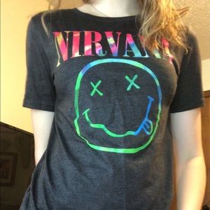 multi color nirvana graphic tee